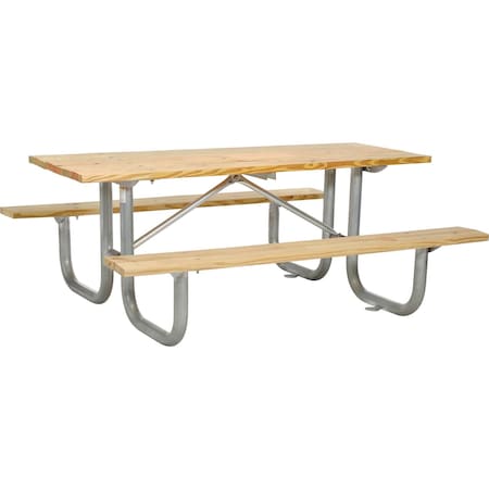 Global Industrial Picnic Table, Natural, Wood, 8 ft L, 30 in H Overall 695713
